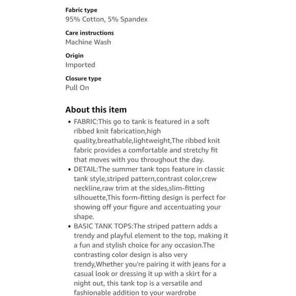 Darong Shirt Women's SZ Small Sleeveless Tank Top Striped Crew Neck Ribbed Knit - Picture 6 of 7